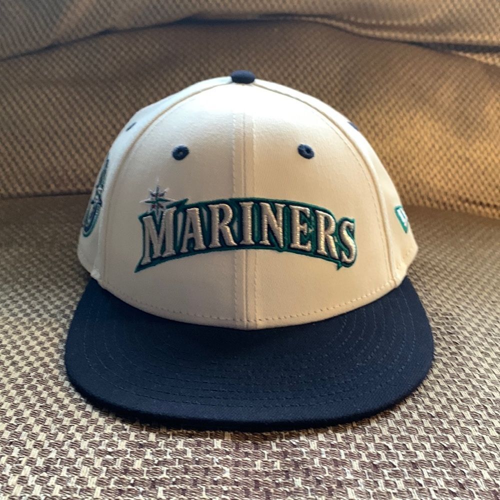 New Era x FELT Seattle Mariners 9FIFTY Snapback Hat Cream Navy Blue OSFM